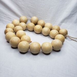 XL Wooden Bead Strand Jute String Boho Over 4 Feet